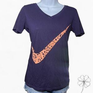 Nike Women's Tee in Purple with Orange Swoosh